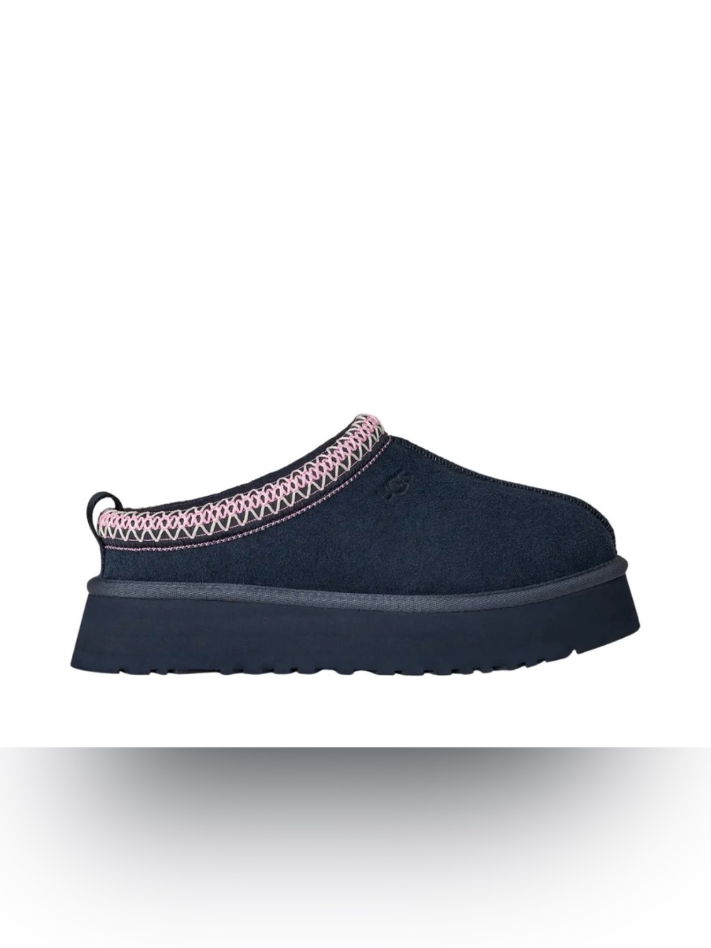 UGG Platform Tasman Navy Slip-On Clog with Pink Trim